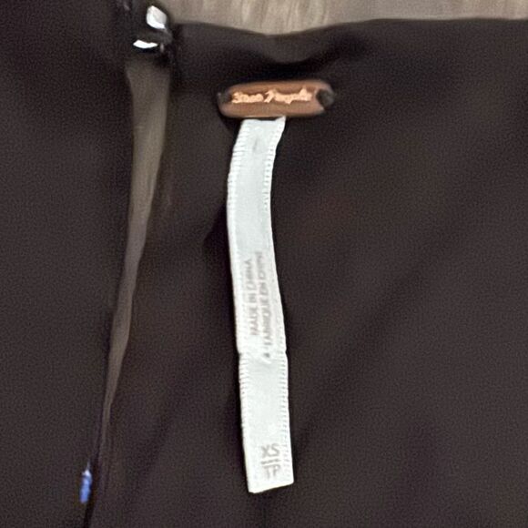 Free People Two Faces Black Smocked Floral Square Neck Mini Dress XS - Picture 4 of 8